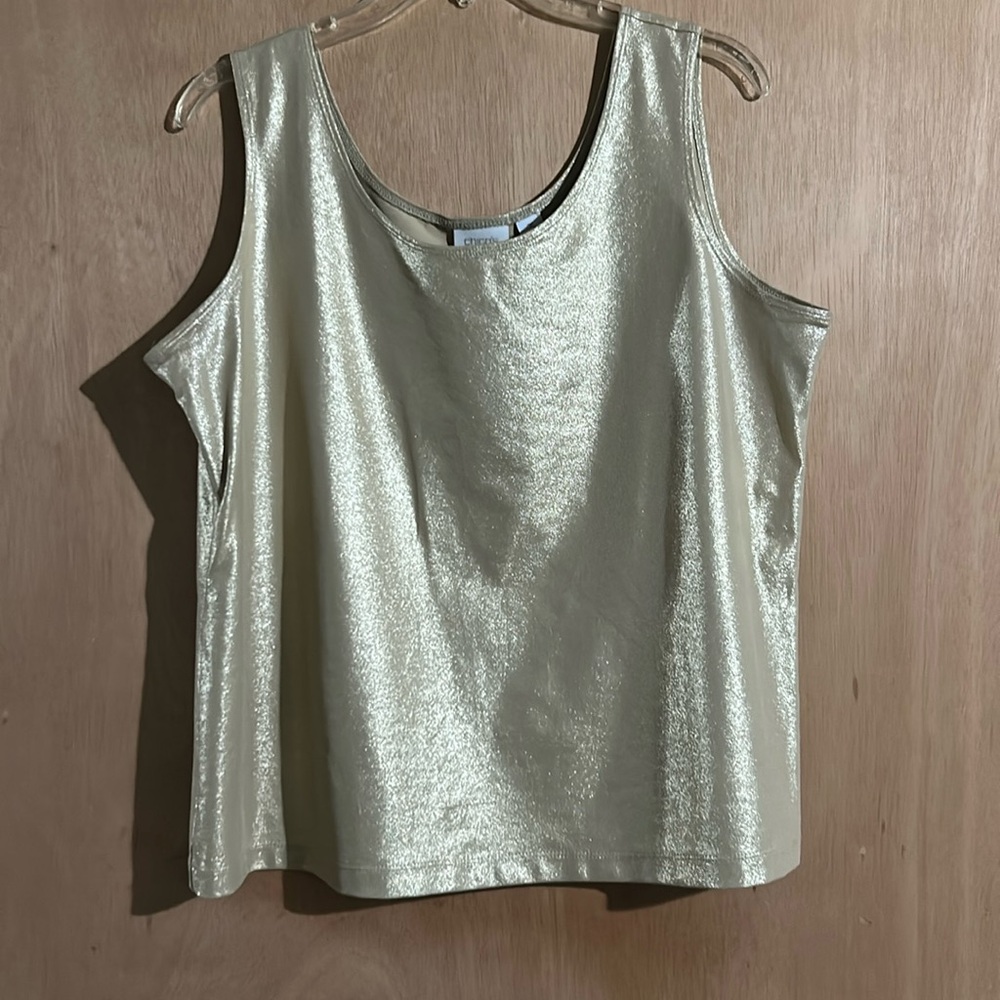 Chico's Shimmery Cream Metallic Tank Top
